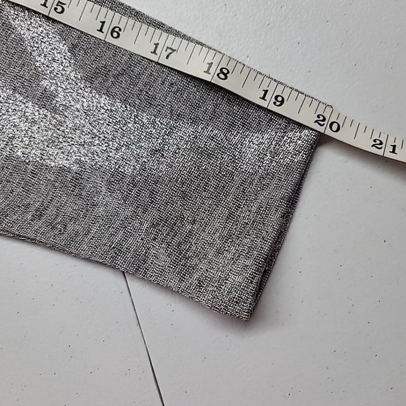 WHBM Silver Shimmer 3/4 Sleeve Drop Shoulder Tee XXS Extra Small NWOT - Picture 11 of 13